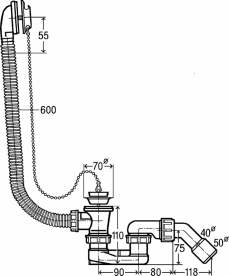 Злив-перелив для стандартних ванн Viega хром 311537