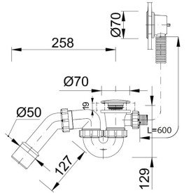Злив із переливом для ванни Styron клік-клак хром STY-536-Klikk-Klakk
