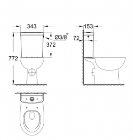 Сливной бачок для унитаза Grohe Bau Ceramic с механизмом смыва 39437000
