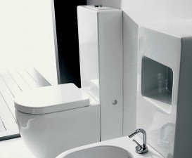 Сливной бачок для унитаза Kerasan Ego/Flo Unica приставной напольный белый 2481K1