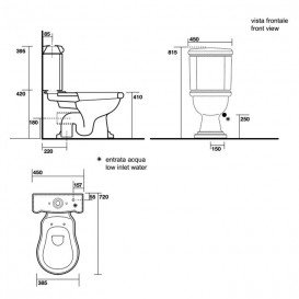 Зливний бачок для унітазу-компакт Kerasan Retro прямокутний чорний 107104