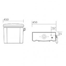 Зливний бачок для унітазу-компакт Kerasan Retro прямокутний чорний 107104