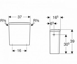 Зливний бачок для унітазу-компакту Geberit Selnova Square фарфор білий 501.578.01.1