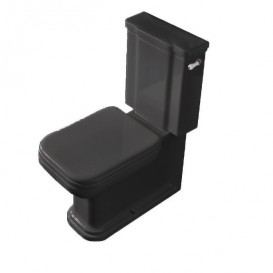 Сливной бачок для унитаза моноблок Kerasan Waldorf для управления боковой ручкой черный глянцевый 417904