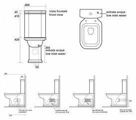 Сливной бачок для унитаза моноблок Kerasan Waldorf черный глянцевый 418104