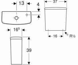 Зливний бачок для унітазу-компакта Geberit Selnova Square 37х39 см фарфор білий 500.266.01.1