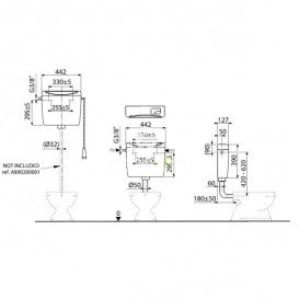 Зливний бачок для унітазу Roca Universal c механізмом подвійного змиву 3/6 л пластик білий A890200000
