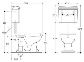 Сливной бачок подвесной для унитаза низкий Kerasan Retro прямоугольный белый 108201