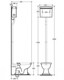 Зливний бачок підвісний для унітазу високий Kerasan Retro прямокутний білий 108001