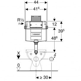 Сливной бачок скрытого монтажа Geberit Omega скрытого монтажа с фронтальным или горизонтальным управлением для смывных клавиш Omega 109.050.00.1