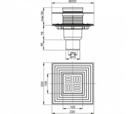 Сливной трап AlcaPlast 105×105 мм с решеткой прямой сток APV4344