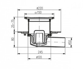 Сливной трап для балконов и террас МСН боковой сток с решеткой 381E
