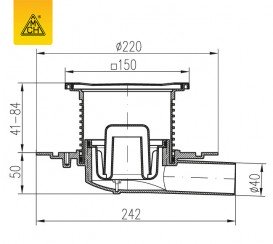 Сливной трап для балконов и террас МСН боковой сток с решеткой 382E