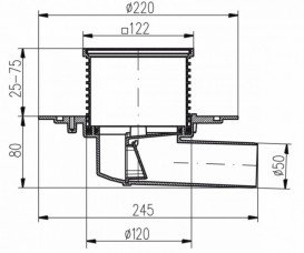 Зливний трап для балконів і терас МСН бічний стік з дизайнерської гратами Фокус F 381 NA