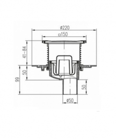 Зливний трап для балконів і терас МСН прямий стік з гратами 384E