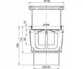 Сливной трап для душа ACO  Easy Flow 150х150 мм горизонтальный выпуск серый/черный 2810.55.77