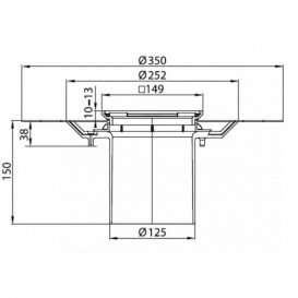 Сливной трап для душа Aco ShowerPoint верхняя часть 149х149 с фланцем под плитку пластик 5141.31.00