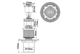 Сливной трап для душа McAlpine 110 мм с решеткой 115х115 мм нержавеющая сталь HCFG3V-110
