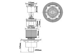 Сливной трап для душа McAlpine 50 мм с решеткой 115х115 мм нержавеющая сталь HCFG3V-50