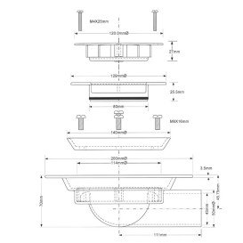 Зливний трап для душу McAlpine 50 мм із решіткою Ø120 мм нержавіюча сталь USG3SS