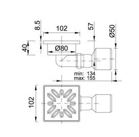 Сливной трап для душа Styron с решеткой 102х102 мм нержавеющая сталь STY-508-50