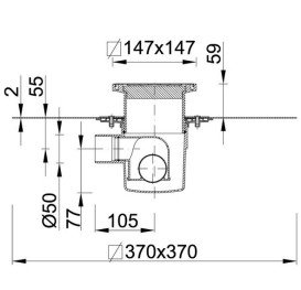 Сливной трап для душа Styron с решеткой 147х147 мм нержавеющая сталь STY-501-2
