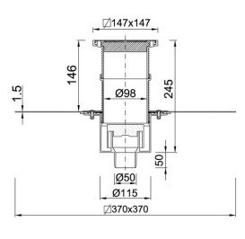 Сливной трап для душа Styron с решеткой 147х147 мм нержавеющая сталь STY-600-112-52