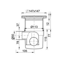 Сливной трап для душа Styron с решеткой 147х147 мм STY-5051
