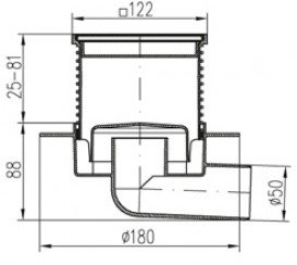Зливний трап з гідрозатворів MCH з горизонтальним випуском DN 50 білий 425 L