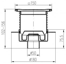 Зливний трап з сухим сифоном MCH Neptun з вертикальним випуском DN 50 нержавіюча сталь 440 XL