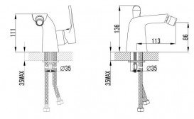 Змішувач для біде Devit Optima одноважільний хром з донним клапаном 44316130