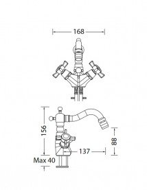 Смеситель для биде Eurorama Orientes двухвентильный латунь бронза 454BORGB B