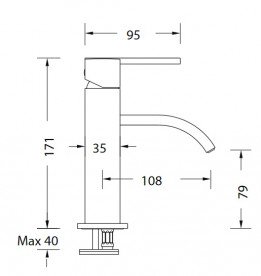 Змішувач для біде Eurorama Sound Fin з донним клапаном хром 126359Q