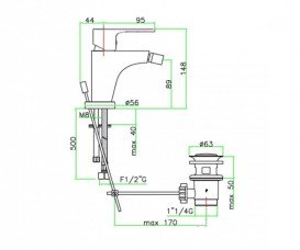 Смеситель для биде Fiore Kera однорычажный латунь хром 88CR5535