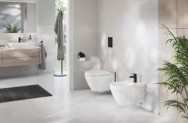 Смеситель для биде Grohe Cubeo однорычажный с донным клапаном черный матовый 1018102430