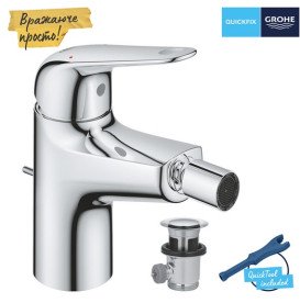 Смеситель для биде Grohe Swift QuickFix однорычажный с донным клапаном хром 24332001