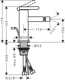 Смеситель для биде Hansgrohe Axor One однорычажный с донным клапаном матовая латунь 48210950