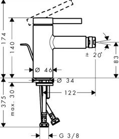 Змішувач для біде Hansgrohe Zesis S з донним клапаном хром 74200000