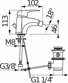 Смеситель для биде Jika Deep однорычажный с донным клапаном хром H3411U10041111