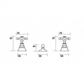 Змішувач для біде Kerasan Retro двухвентильний на три отвори хром 739390