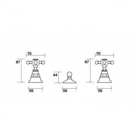 Смеситель для биде Kerasan Retro двухвентильный на три отверстия бронза 739393