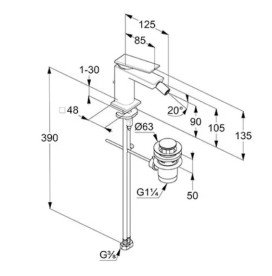 Смеситель для биде Kludi Decus с донным клапаном брашированный никель PVD 54217N575