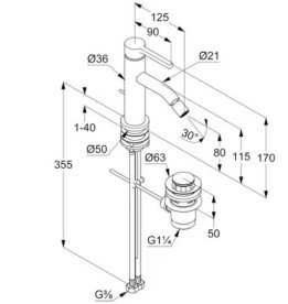 Смеситель для биде Kludi Nova Fonte с донным клапаном морской матовый 20216O315