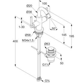 Змішувач для біде Kludi Nova Fonte з донним клапаном хром 203130515