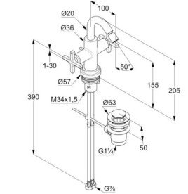 Змішувач для біде Kludi Nova Fonte з донним клапаном хром 203130520