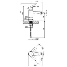 Змішувач для біде Kroner KRM Elbe-C020 одноважільний хром CV023574