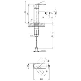 Змішувач для біде Kroner KRM Ems-C020 одноважільний хром CV012073