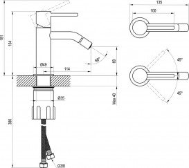 Змішувач для біде Ravak Espirit матовий одноважільний білий X070244