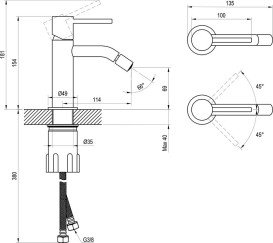 Змішувач для біде Ravak Espirit одноважільний золото матове X070605