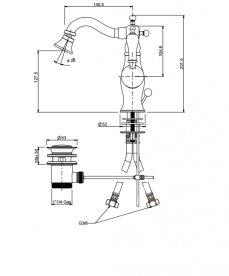 Змішувач для біде RESP CAESAR з донним клапаном хром 150.378.372 / A CR